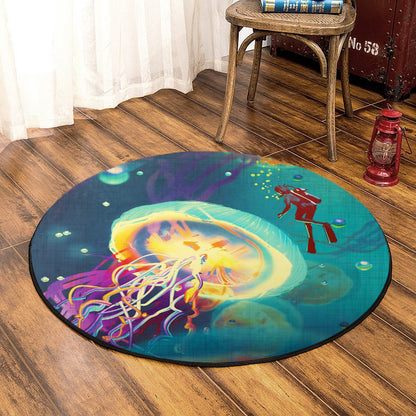 Colorful Jellyfish CLG1110043C Round Area Rug