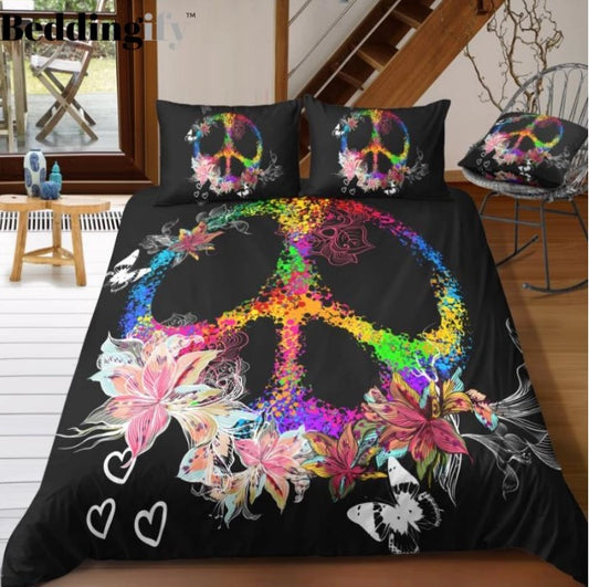 Colorful Peace And Love Symbol CLH1510065B Bedding Sets