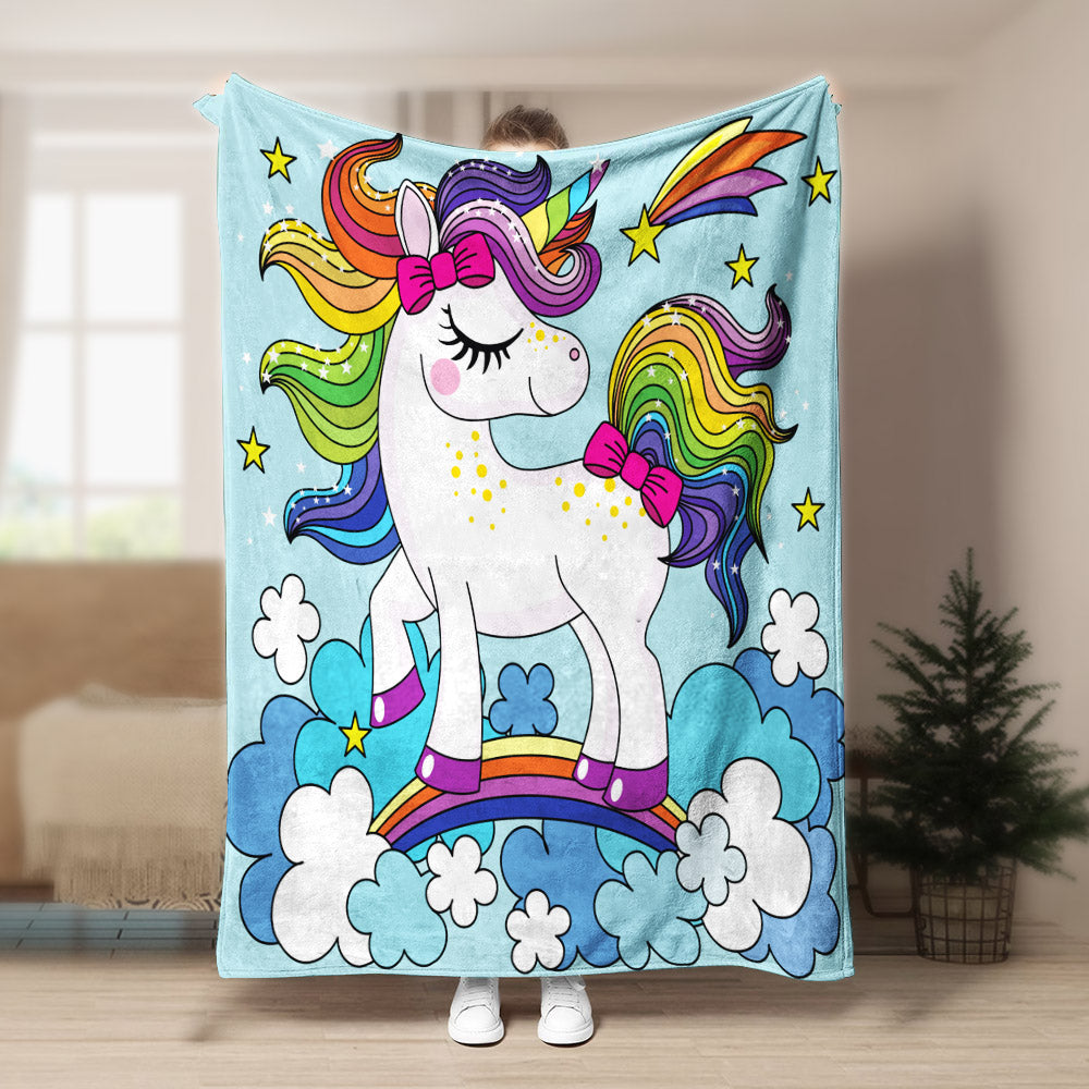 Colorful Rainbow Unicorn Microfiber CLA1910061F Sherpa Fleece Blanket