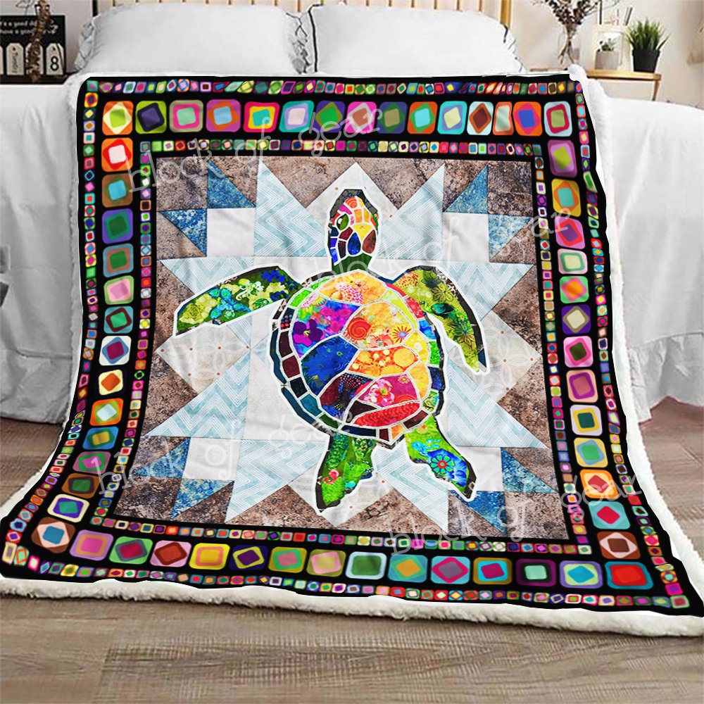 Colorful Sea Turtle CL300994MDF Sherpa Fleece Blanket