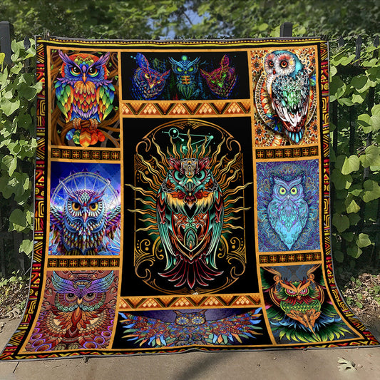 Colorful Owl Quilt Blanket HN161204D