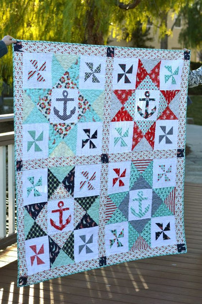 Come Sail Away With Me Nautical Anchor And Pinwheel CLP0611116Q Quilt Blanket