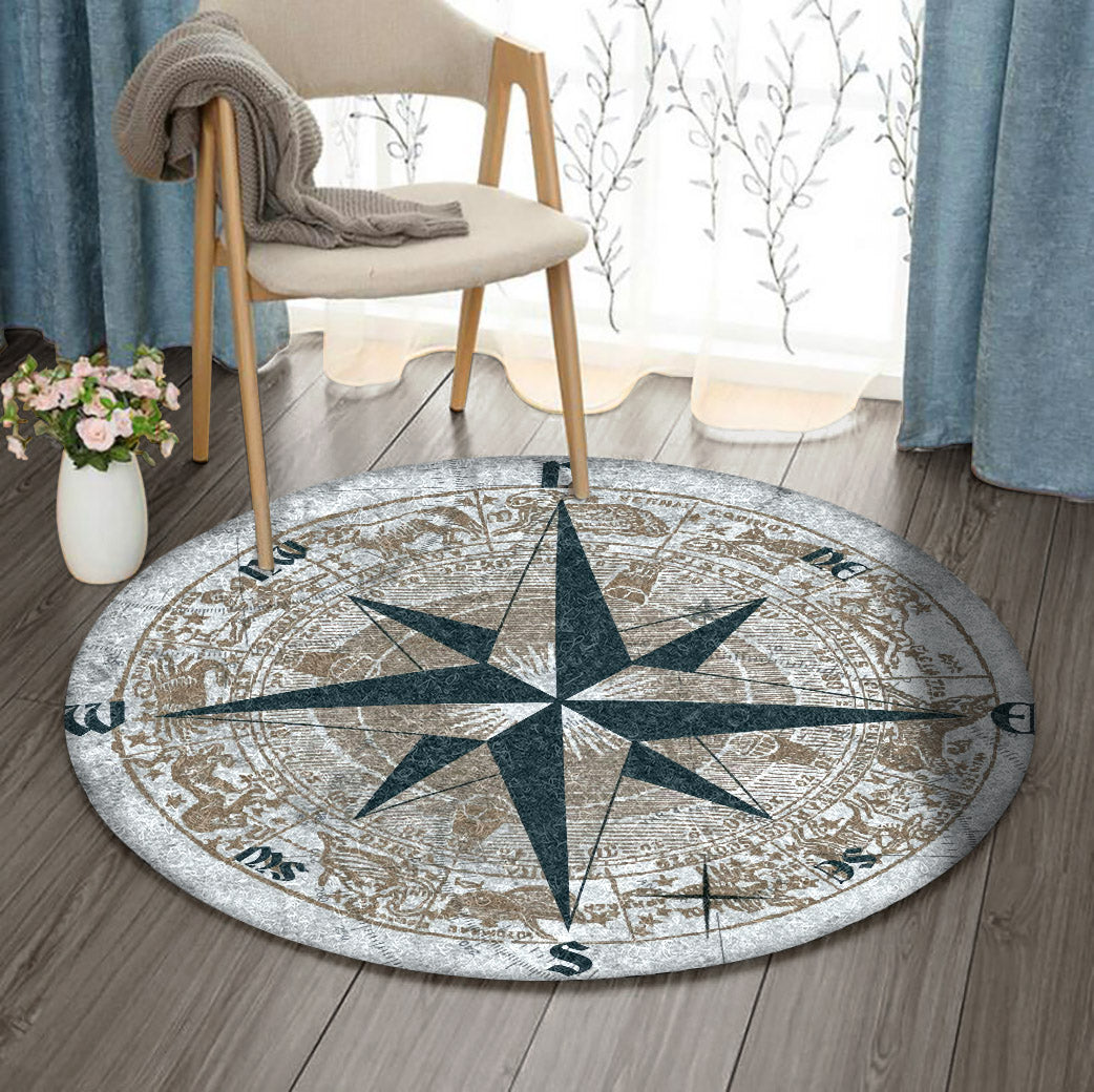 Compass Needle ML2609019RR Round Area Rug