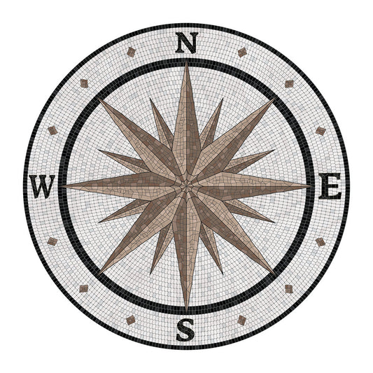 Compass Round Vinyl Floor Mat - Brown CLM1610077TM Round Area Rug