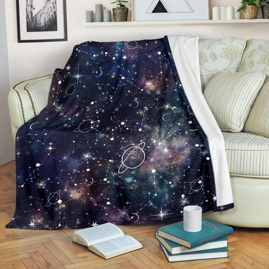 Constellation Galaxy Space CLH0111212F Sherpa Fleece Blanket