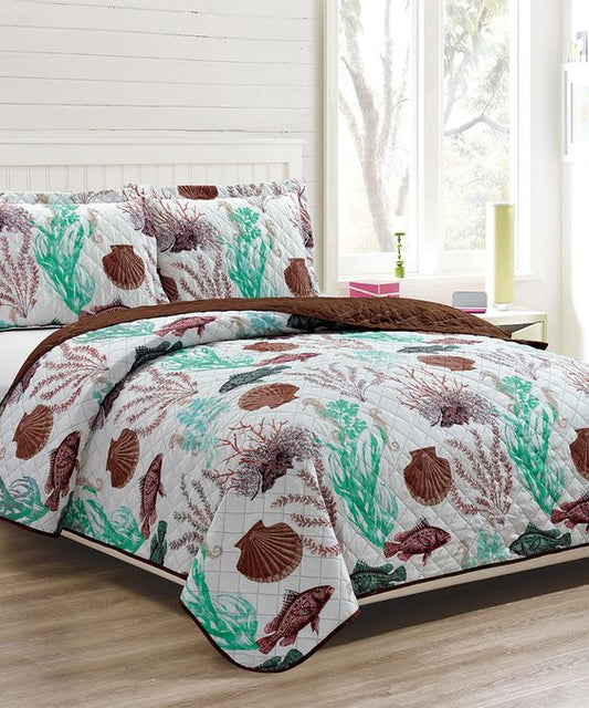 Coral Shell CLM2210089B Quilt Bedding Set
