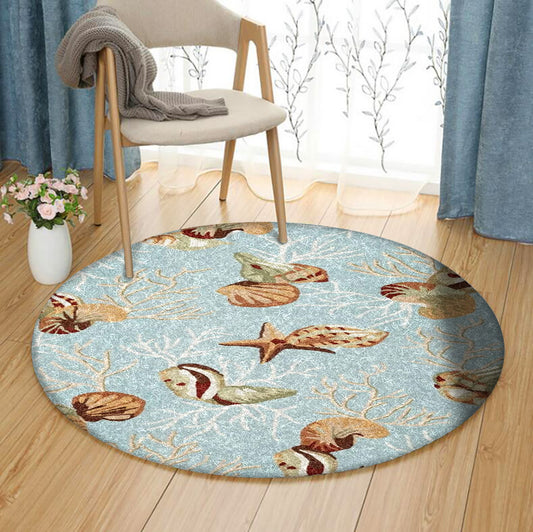 Coral Reef Shells HM051018TM Round Area Rug