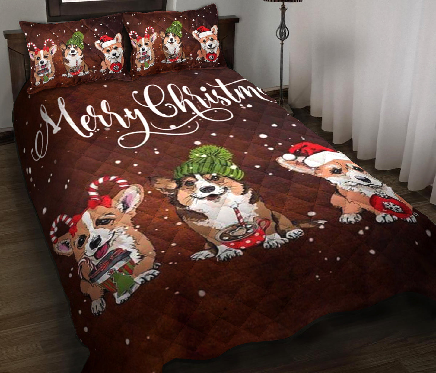 Corgi Christmas Quilt Bedding Set HM1409002