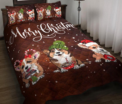Corgi Christmas Quilt Bedding Set HM1409002