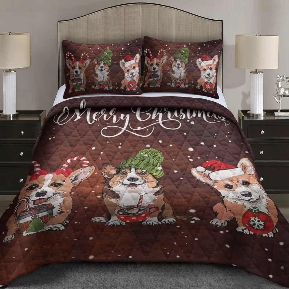 Corgi Christmas Quilt Bedding Set HM1409002