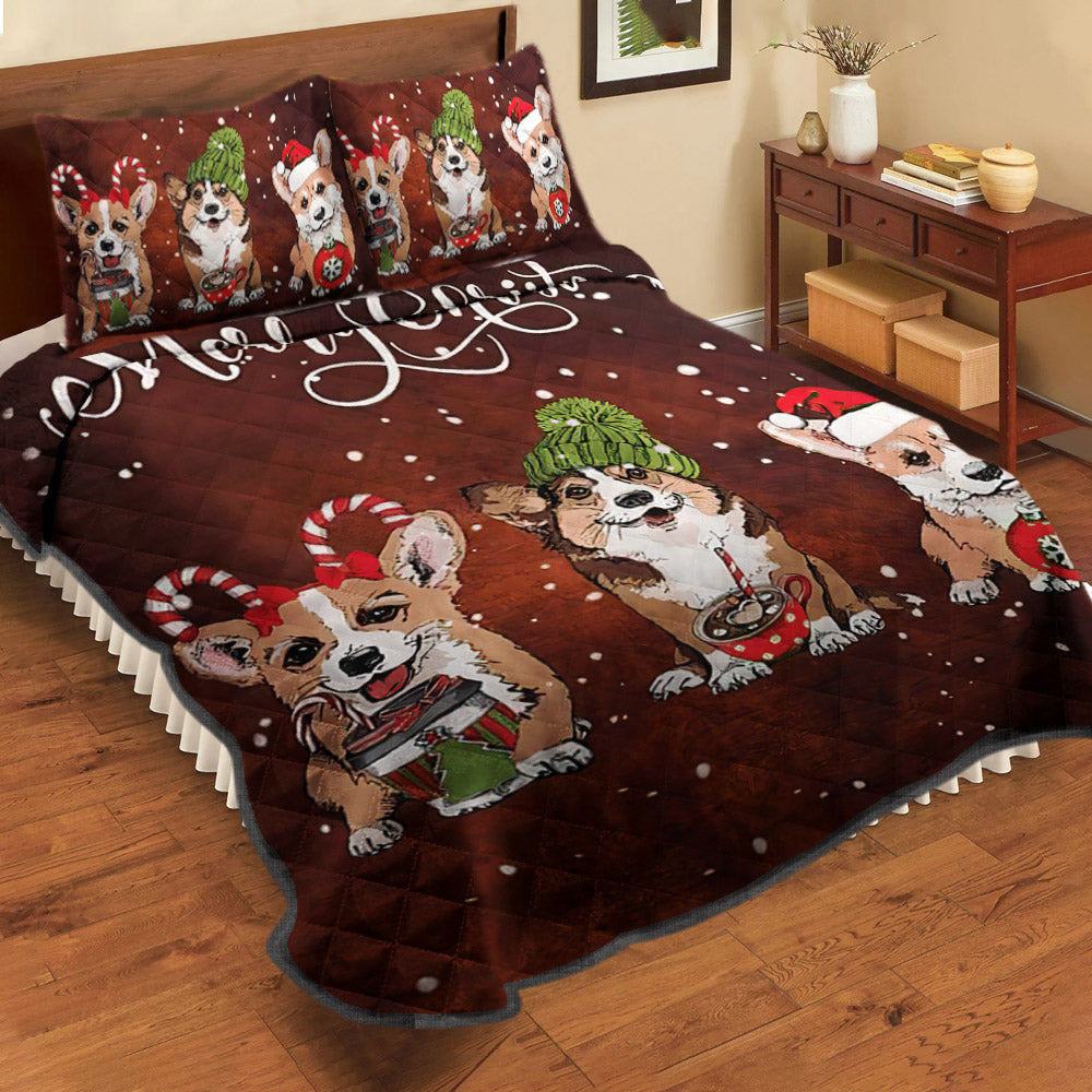 Corgi Christmas Quilt Bedding Set HM1409002