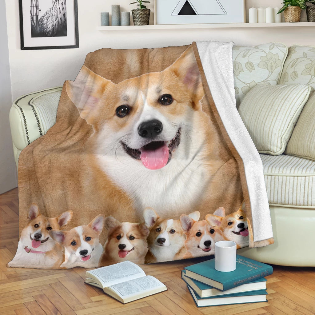 Corgi Big Face CLM3010174S Sherpa Fleece Blanket