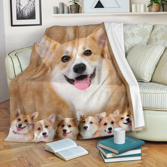 Corgi Big Face CLM3010174S Sherpa Fleece Blanket
