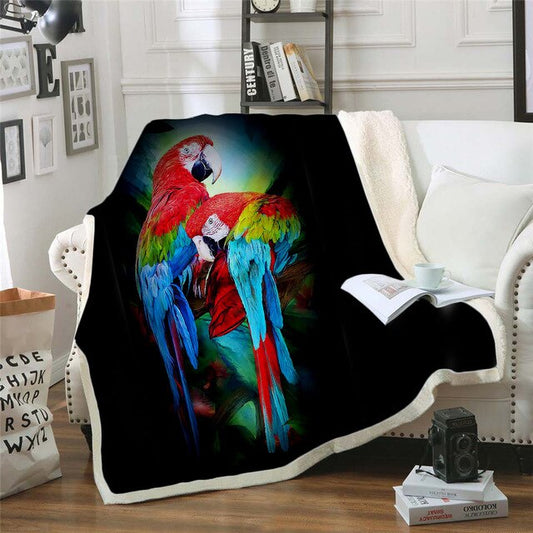 Cosmos Colorful Parrot CLA0510074F Sherpa Fleece Blanket
