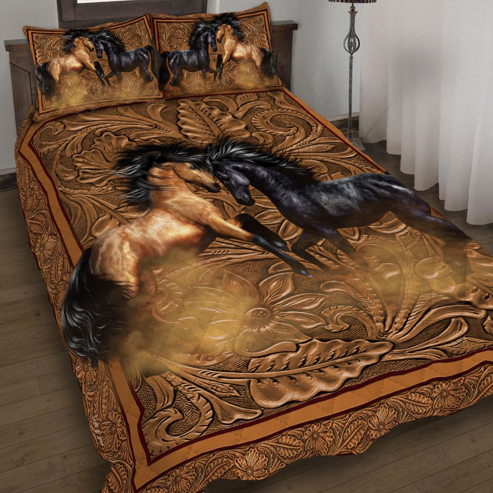 Couple Horse Quilt Bed Sheet CLM090909