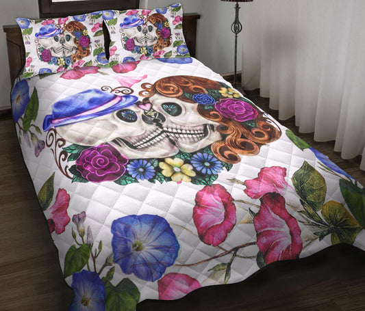 Couple Skull Quilt Bedding Set HM130903M