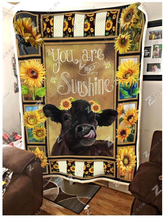 Cow Sunflower CL240824MD Sherpa Fleece Blanket