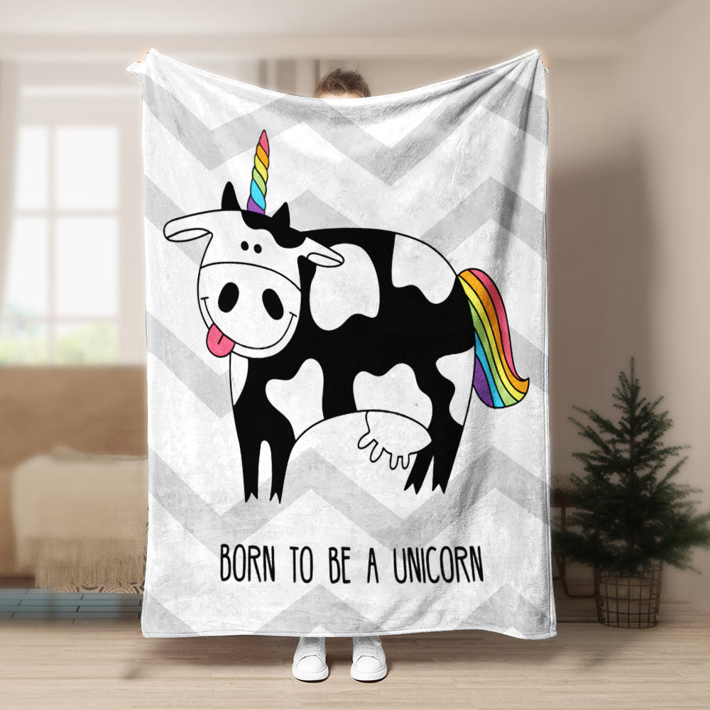 Cow  Born To Be A Unicorn CLA21100647F Sherpa Fleece Blanket