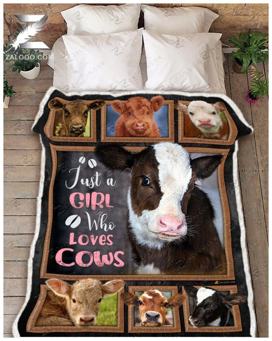 Cow Just A Girl Who Loves Cows CL26110198MDF Sherpa Fleece Blanket