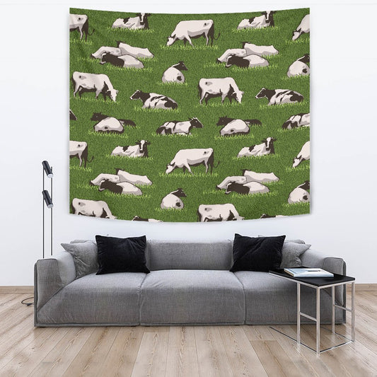 Cow On Green Grass CL17100061MDT Decorative Wall Hanging Tapestry