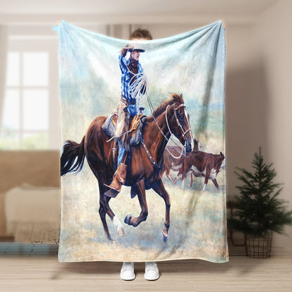 Cowboy BL160951F Sherpa Fleece Blanket