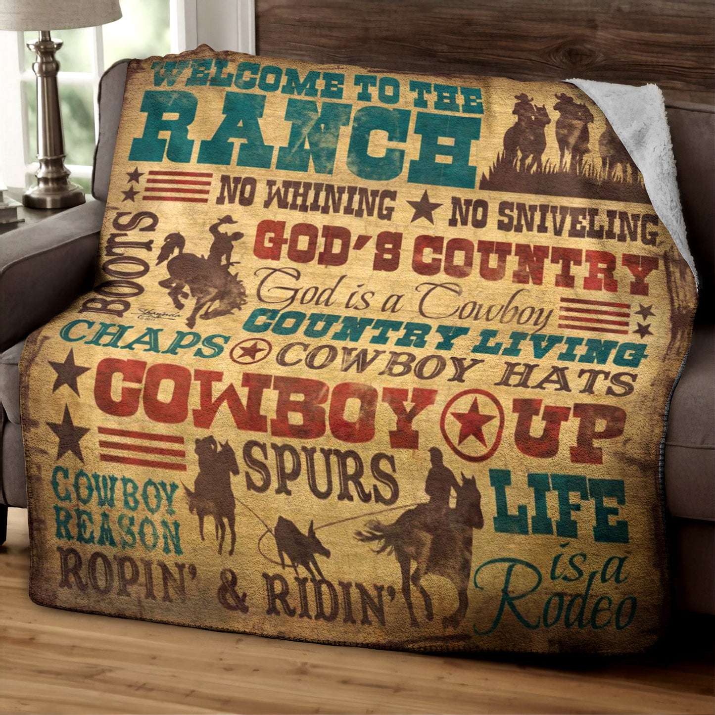 Cowboy HM030914TT Sherpa Fleece Blanket