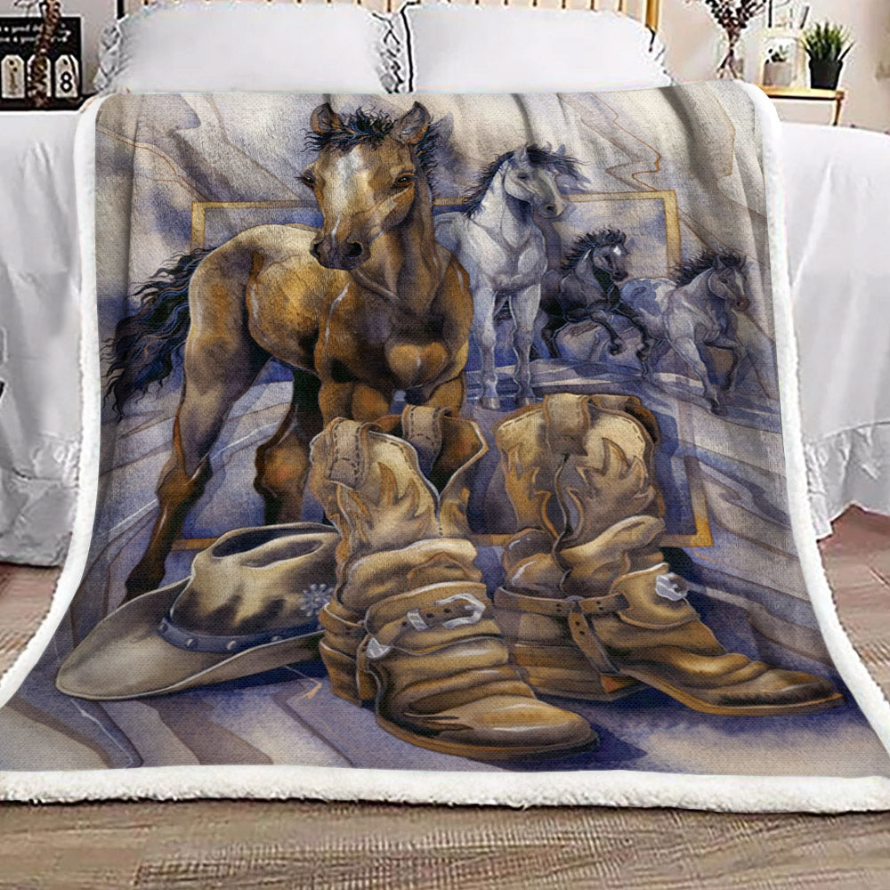 Cowboy Horse DD071043F Sherpa Fleece Blanket