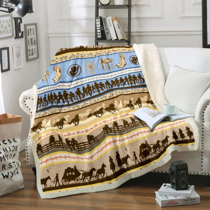 Cowboy TN270829F Sherpa Fleece Blanket