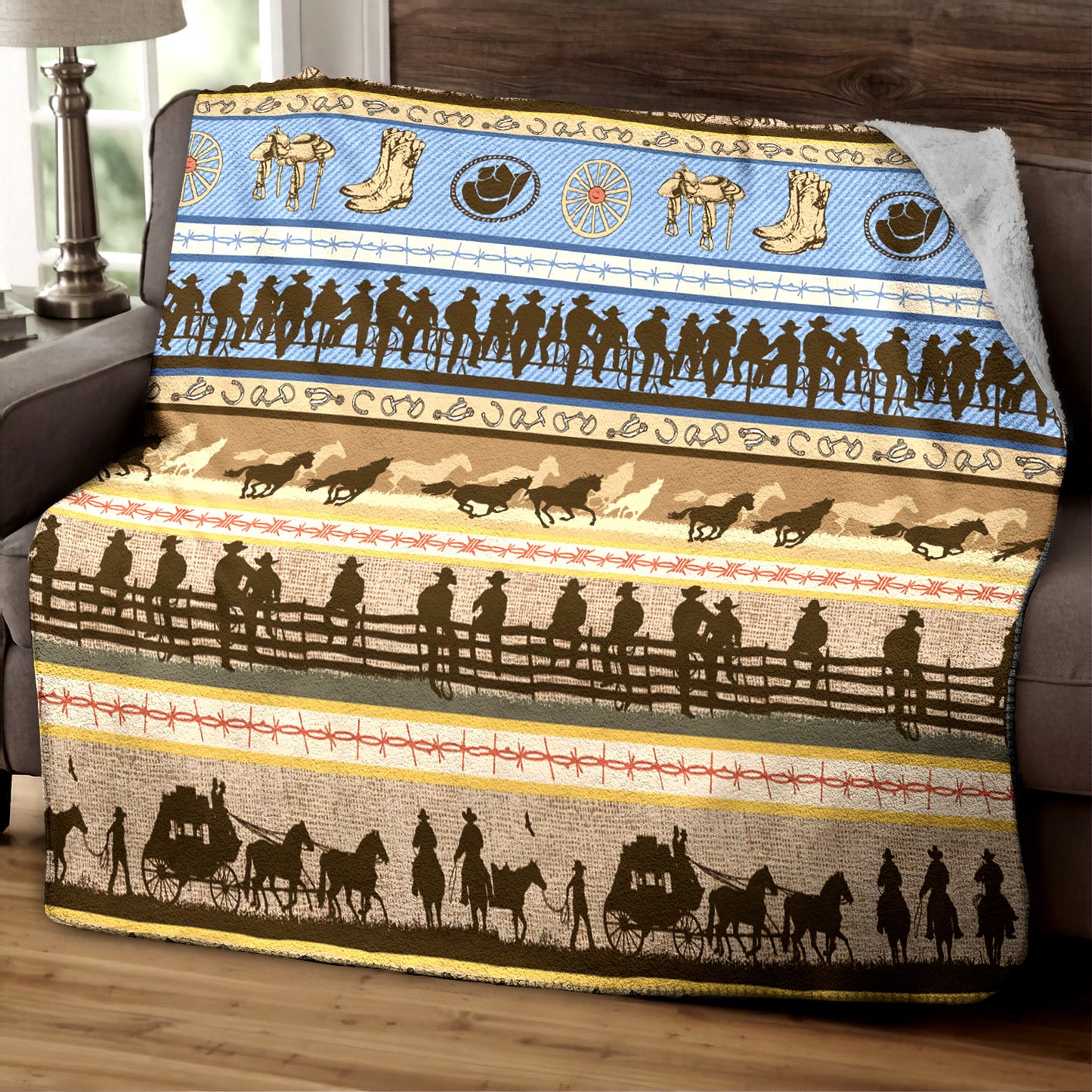 Cowboy TN270829F Sherpa Fleece Blanket