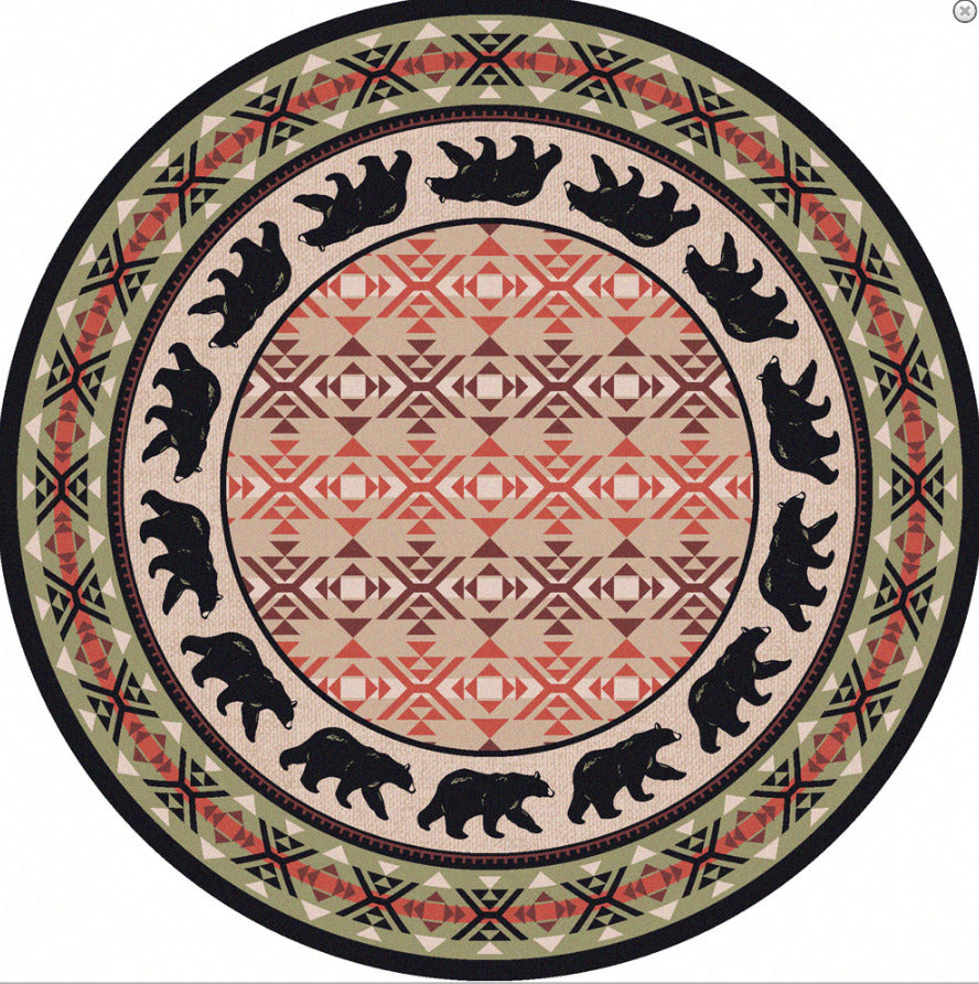 Cozy Bears Burnt CLM3009054TM Round Area Rug