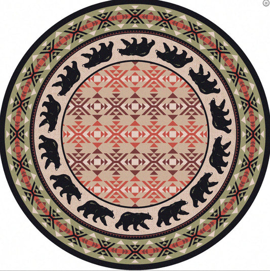 Cozy Bears Burnt CLM3009054TM Round Area Rug