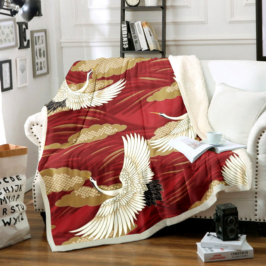 Crane Bird HM1810071TT Sherpa Fleece Blanket