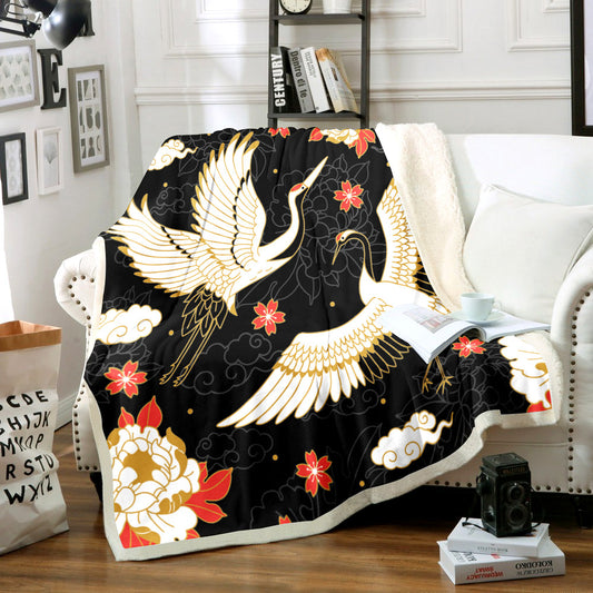 Crane Bird HM1810077TT Sherpa Fleece Blanket