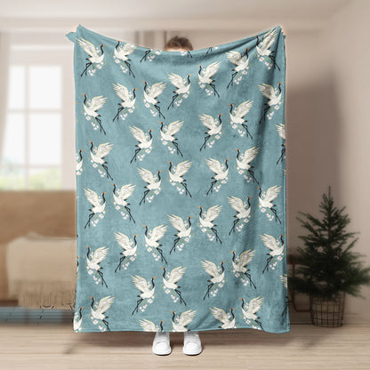 Crane Pattern CLA15100722F Sherpa Fleece Blanket