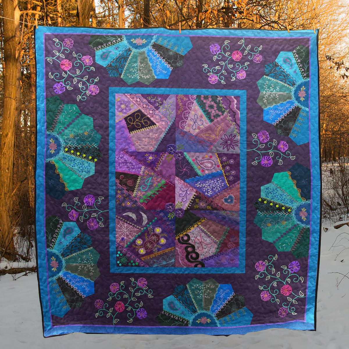 Crazy Purple Quilt Blanket HN220602M