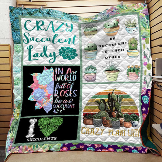 Crazy Succulent CLA270614 Quilt Blanket