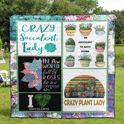 Crazy Succulent CLA270614 Quilt Blanket