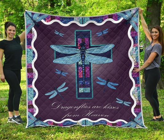 Christian Cross Dragonflies CLM0712122Q Quilt Blanket