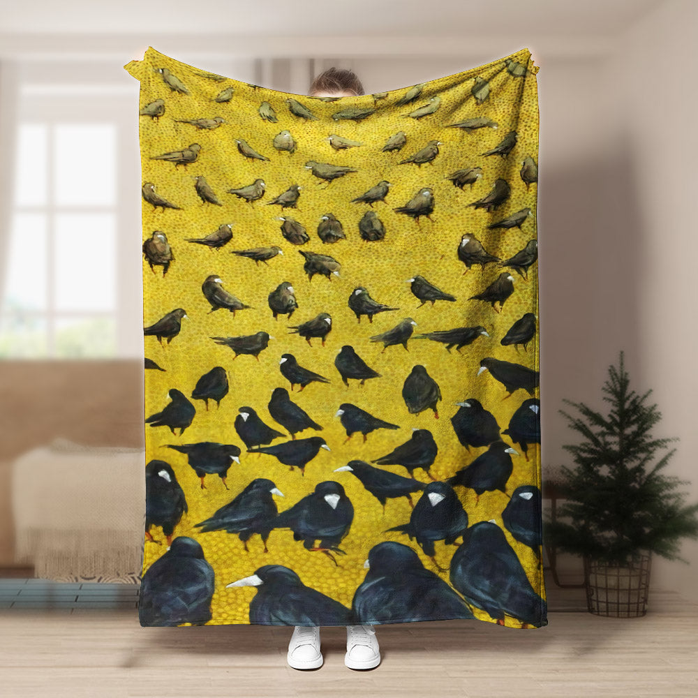 Crow DD080948F Sherpa Fleece Blanket