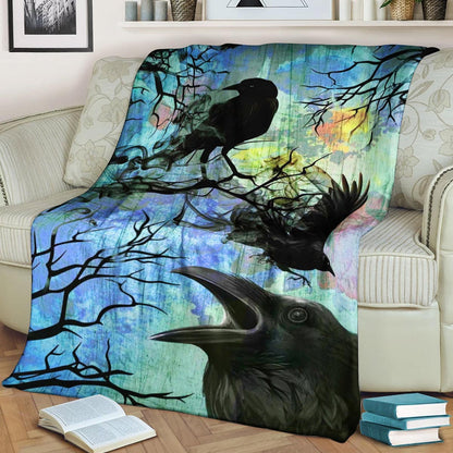 Crow DD190813F Sherpa Fleece Blanket