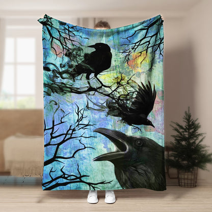 Crow DD190813F Sherpa Fleece Blanket