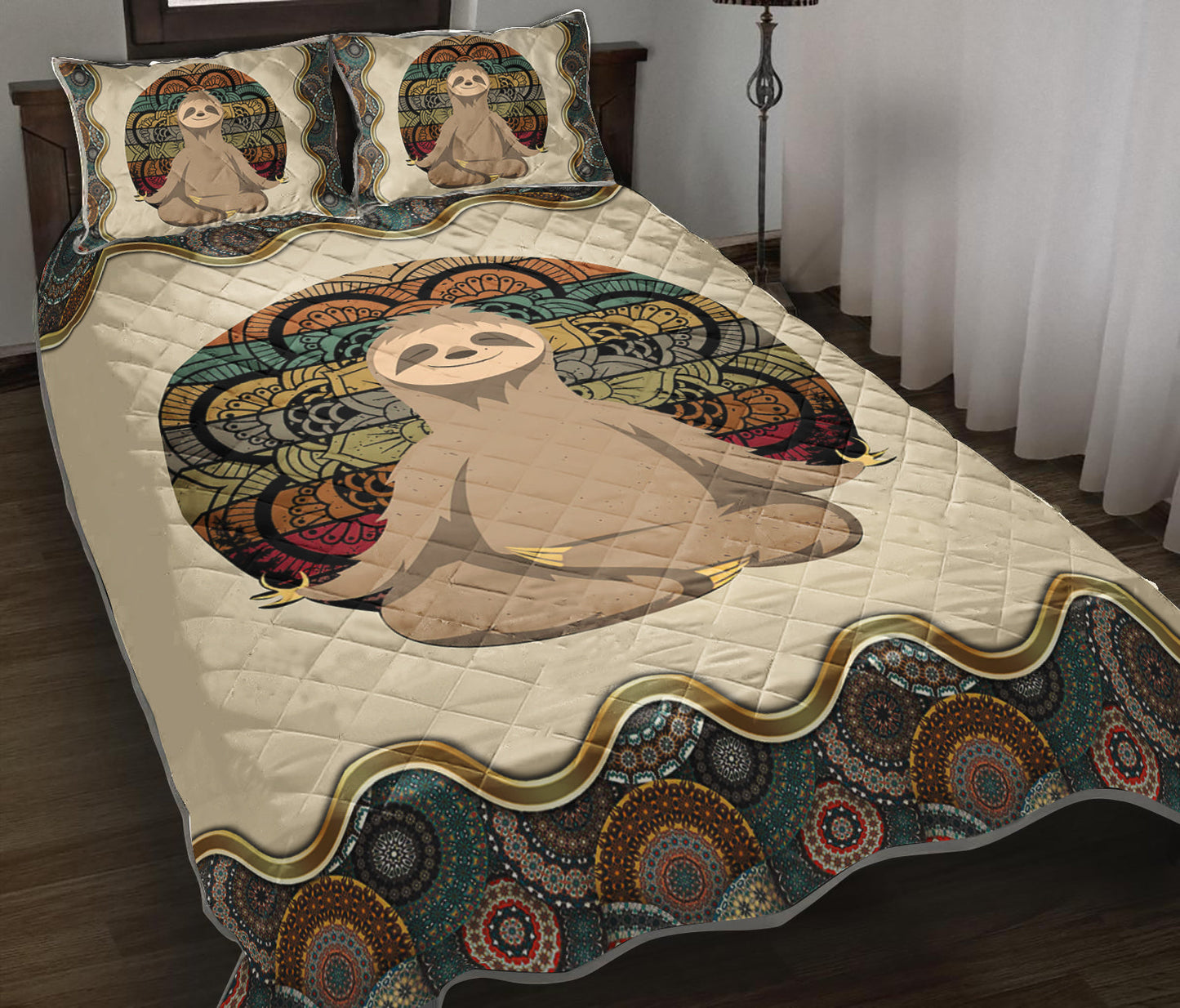 Cute Sloth Meditating Quilt Bedding Set TL300901