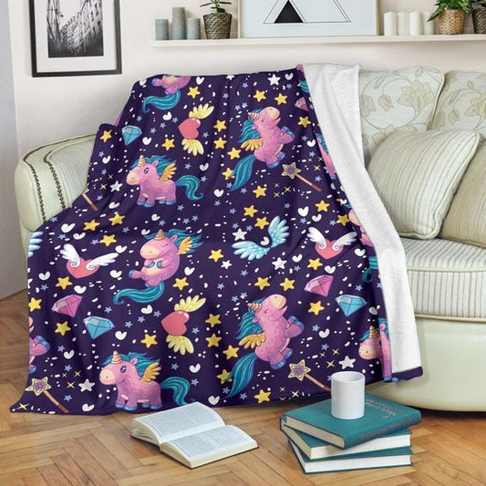 Cute Night Star Unicorn CLA0810129F Sherpa Fleece Blanket