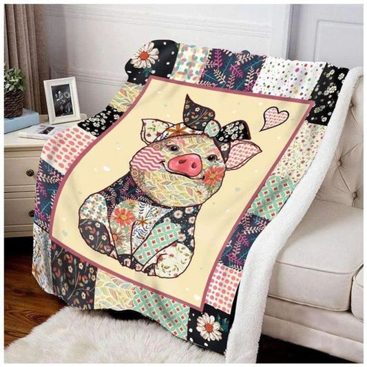 Cute Pig Farm CLM2410107S Sherpa Fleece Blanket