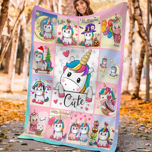 Cute Unicorn CLH1111036F Sherpa Fleece Blanket