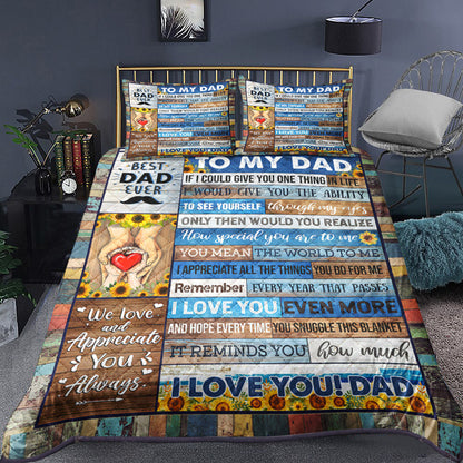 To My Dad You Mean The World To Me - Happy Father's Day Quilt Bedding Set TL12042301QB