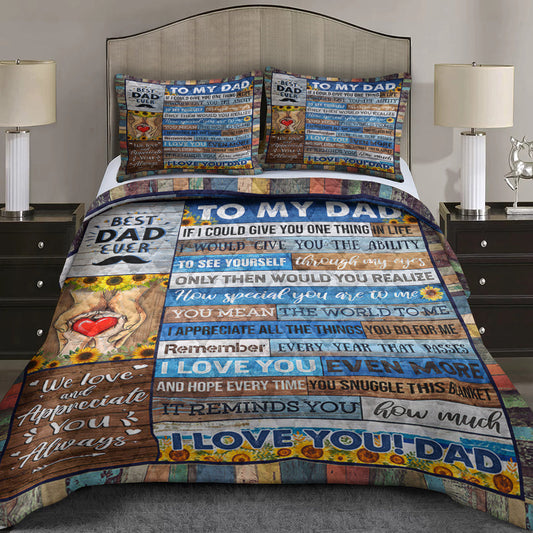 To My Dad You Mean The World To Me - Happy Father's Day Quilt Bedding Set TL12042301QB