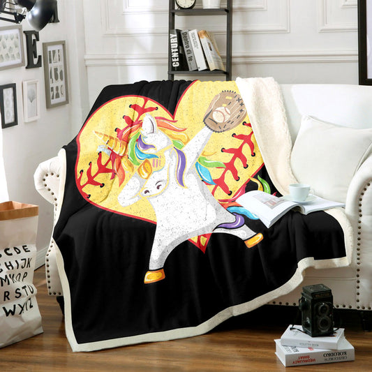 Dabbing Unicorn Softball TL1411063TT Sherpa Fleece Blanket