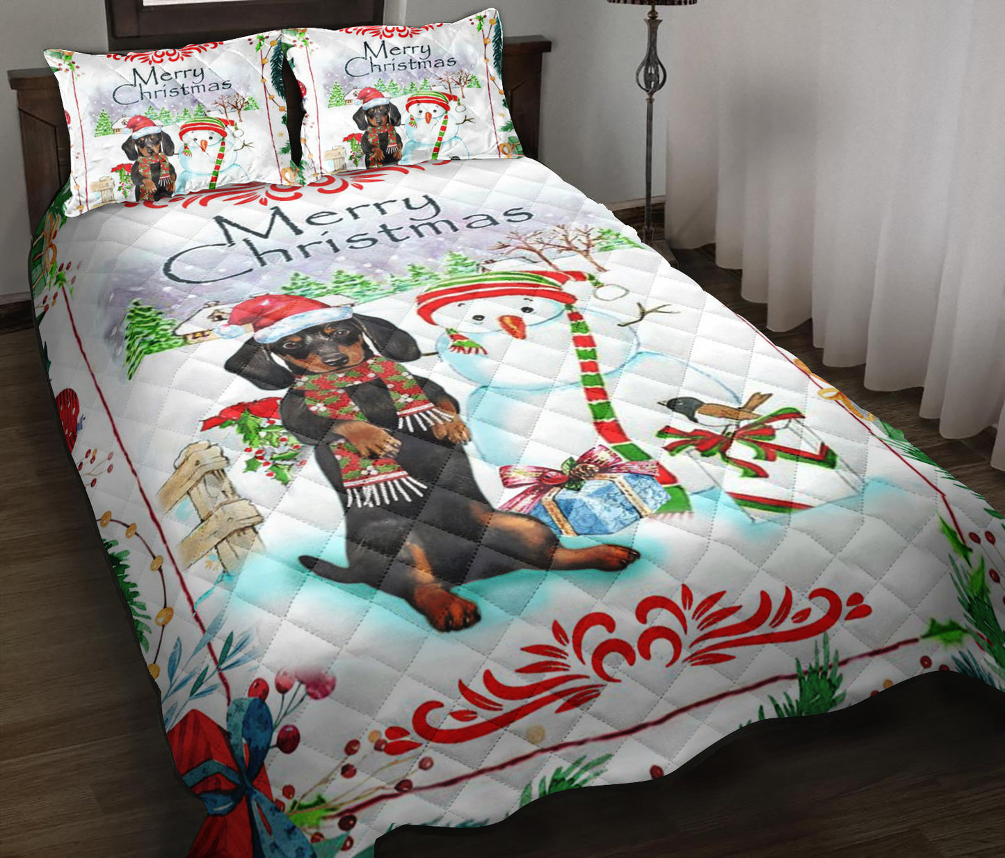 Dachshund Christmas Quilt Bedding Set ND090904