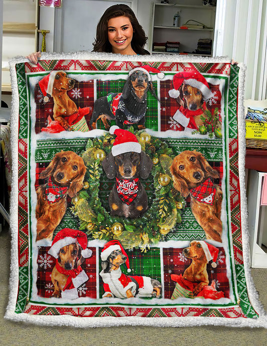 Dachshund Christmas ND221007 Sherpa Fleece Blanket